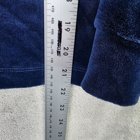 Womens J.Crew Navy Blue Velour Hoodie Pullover Sweatshirt Polyester Stretch S - Picture 6 of 7